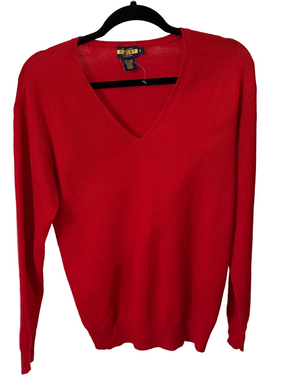 Ralph Lauren Rugby Unisex Cashmere V-Neck Sweater Red Mens S Wms M NEW